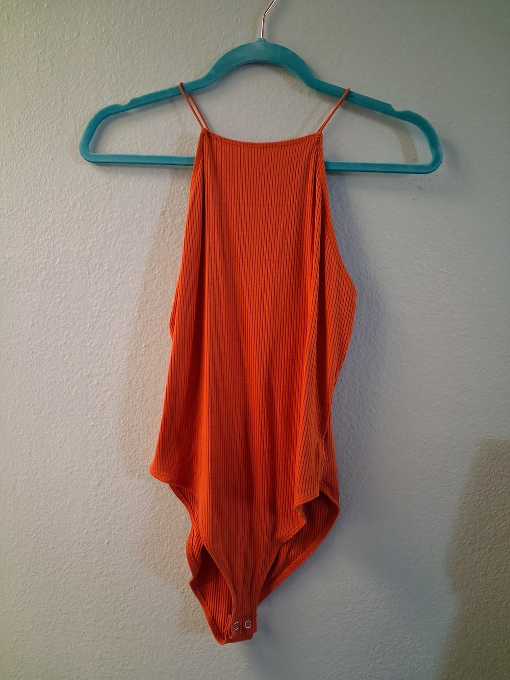 Forever 21 Orange Ribbed Halter-Style Bodysuit | Size M